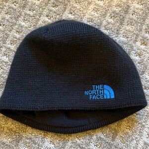 The North Face black Beanie with Blue Logo